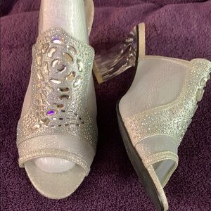 Elegant Silver Women's Heels Size 10